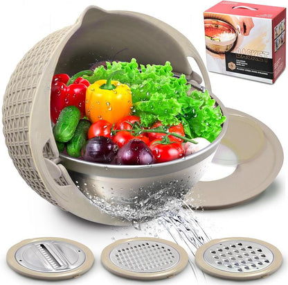4-1 Colander with Mixing Bowl Set | Food Strainers and Colanders Set for Kitchen
